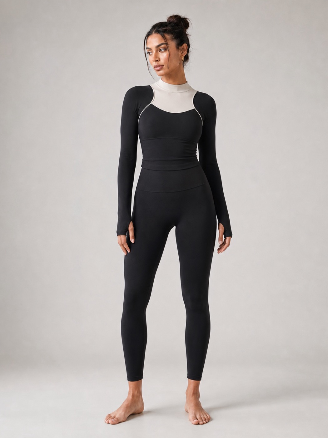 CZ3110 contrast layered long-sleeve training top