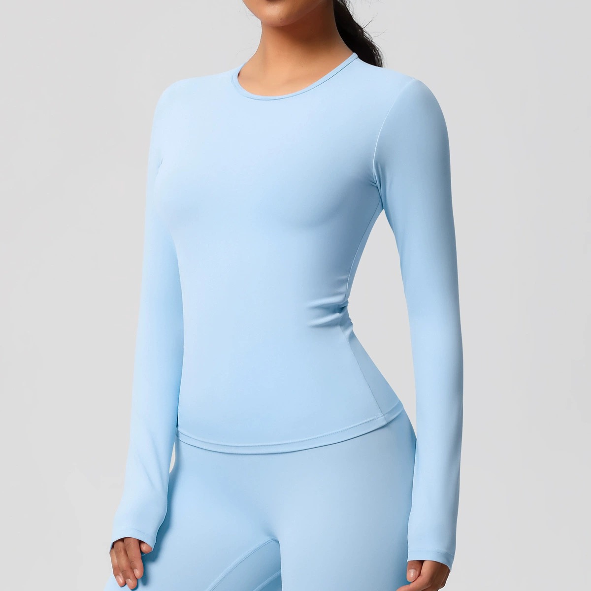CZ8822-7102 sky blue full-length long-sleeve training top