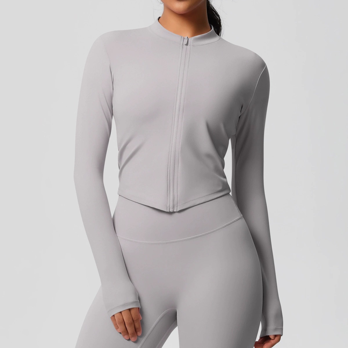 CZ8822-7106 frost grey cropped zip training jacket