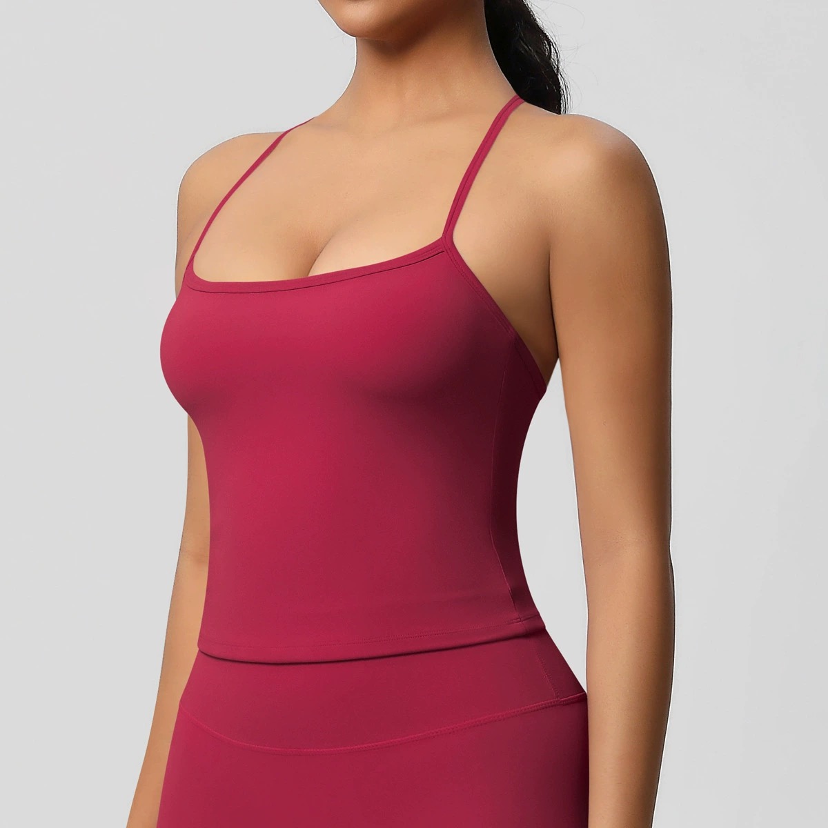 CZ8822-7107 rouge red strappy fitted training tank